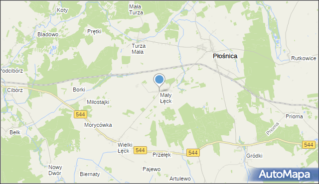 mapa Mały Łęck, Mały Łęck na mapie Targeo